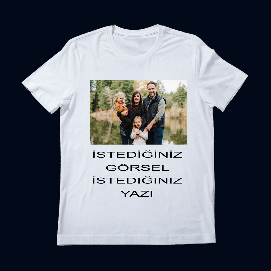 KİŞİYE ÖZEL TASARIM Oversize %100 Baskılı Kısa Kollu T-Shirt