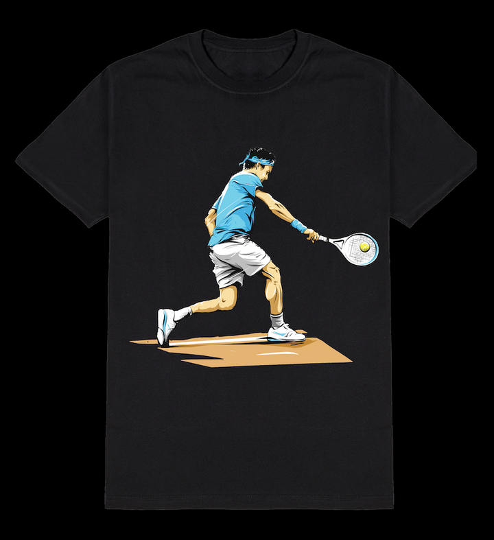 Siyah oversize Fit Tennis Tenis Roger Federer T-Shirt