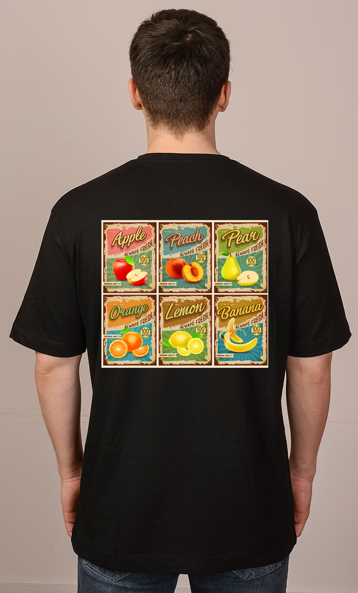 Siyah Oversize Fruit T-shirt