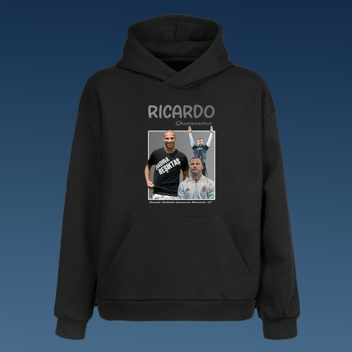 RICARDO QUARESMA Q7 Siyah Oversize Hoodie Kapüşonlu Sweatshirt