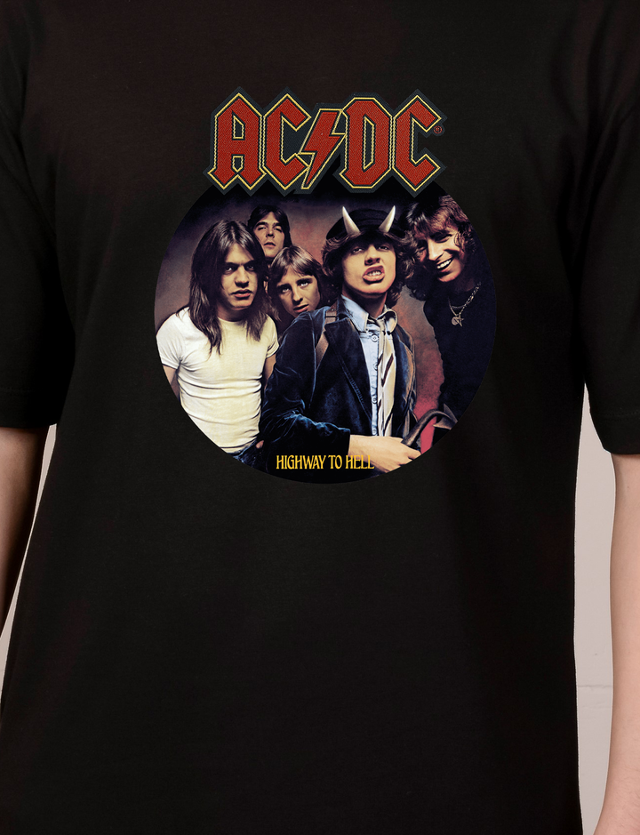 Siyah Oversize ACDC T-Shirt