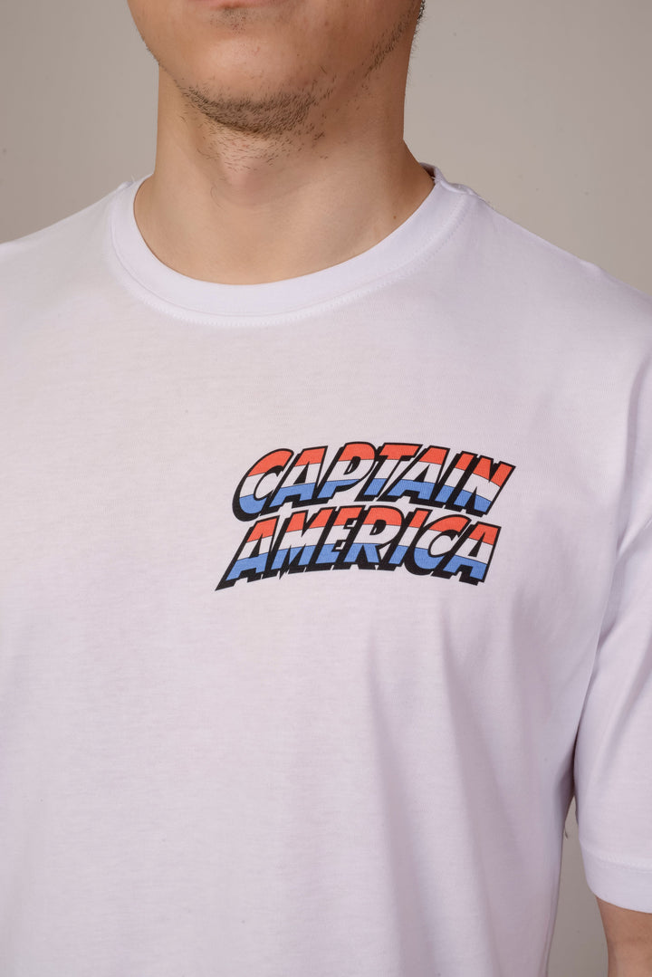 Siyah Oversize Captain America T-Shirt