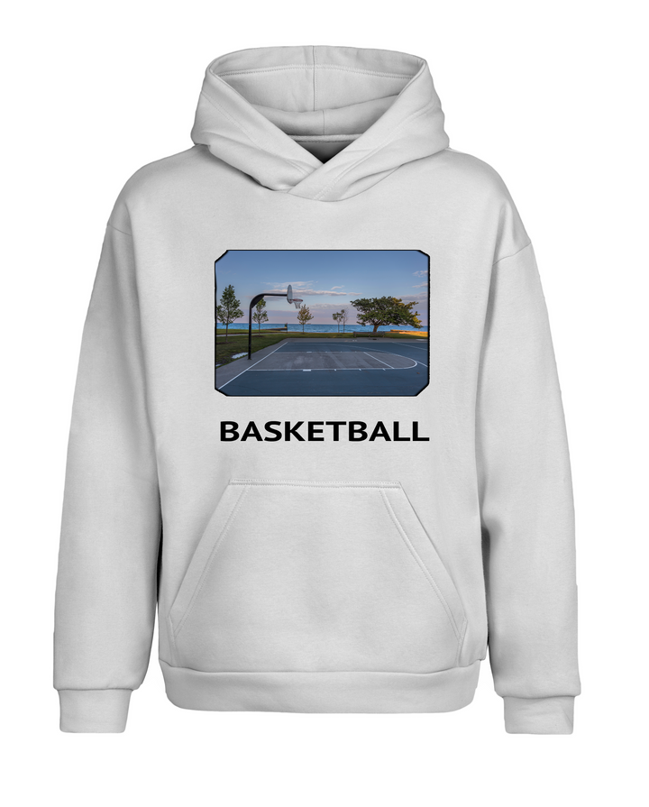 Beyaz Oversize Fit Basketball Kapüşonlu Hoodie Sweatshirt