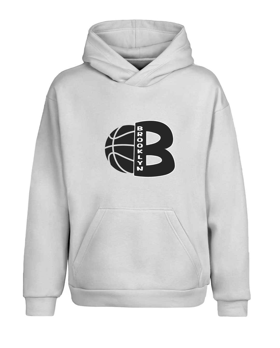 Beyaz Oversize Fit NBA Brooklyn Nets Kapüşonlu Hoodie Sweatshirt