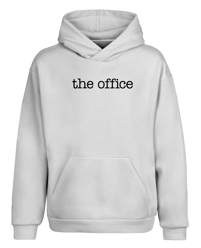 Beyaz Oversize The Office Kapüşonlu Hoodie Sweatshirt