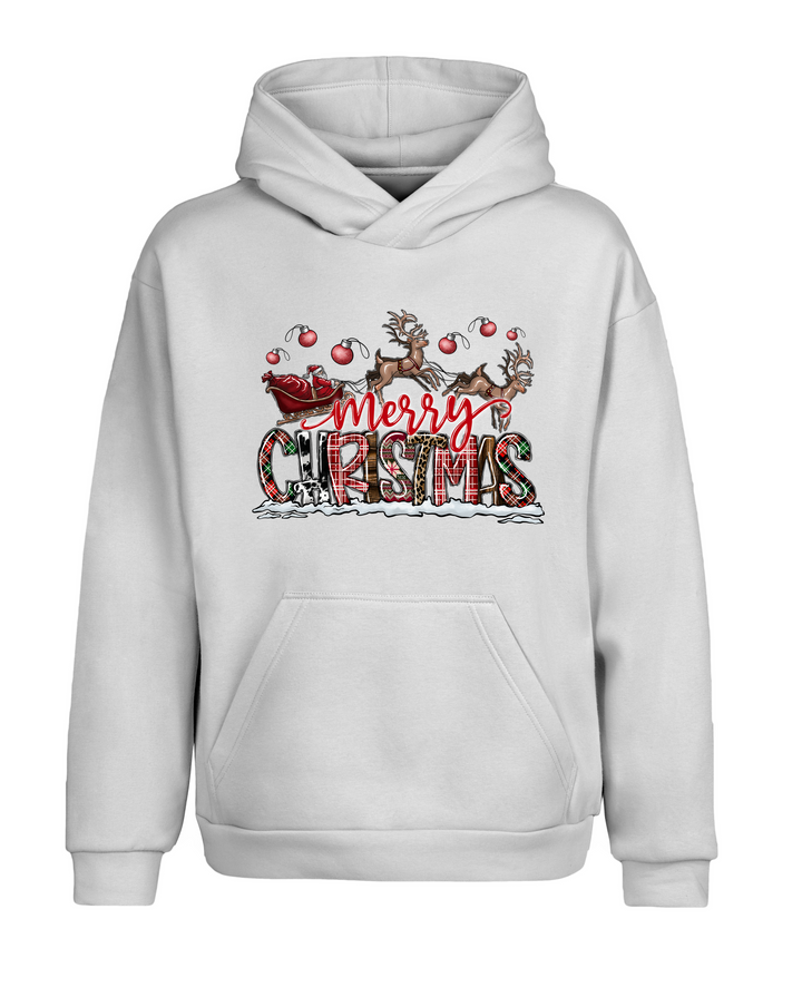 Beyaz Oversize Noel Christmas Yeni Yıl Kapüşonlu Hoodie Sweatshirt