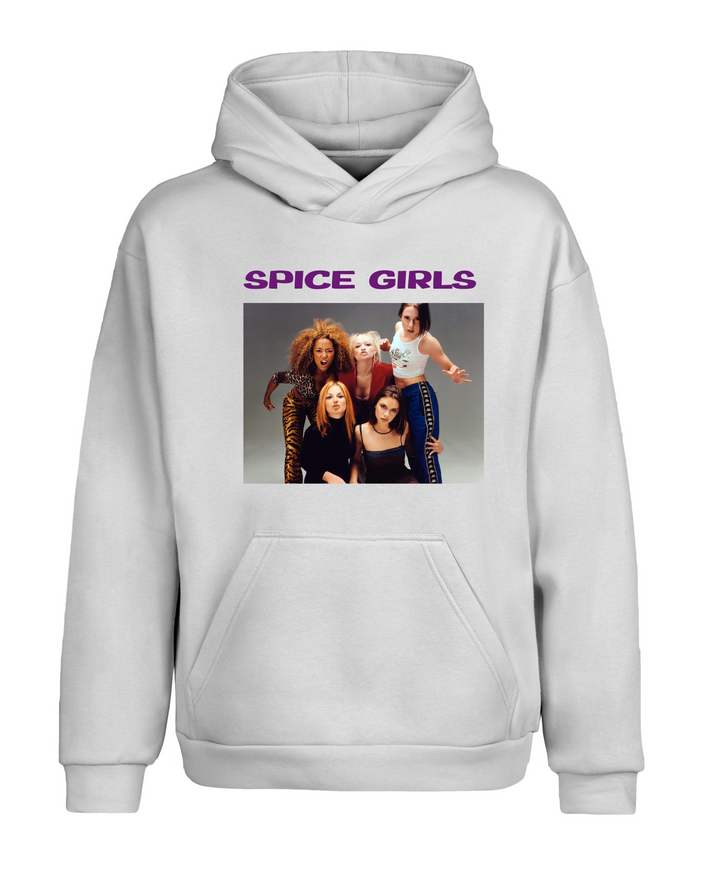 Beyaz Oversize Spice Girls Kapüşonlu Hoodie Sweatshirt