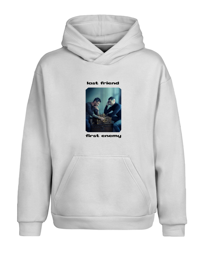 Beyaz Oversize Ronaldo Messi Kapüşonlu Hoodie Sweatshirt