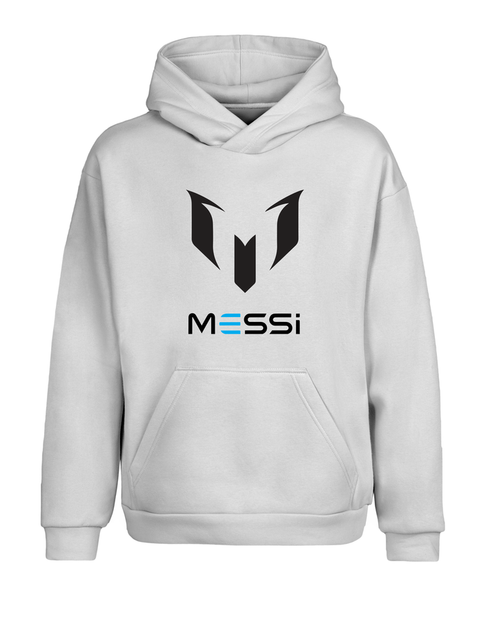 Beyaz Oversize Messi Leo Argentina Kapüşonlu Hoodie Sweatshirt