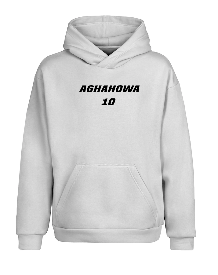 Beyaz Oversize Championship Manager Aghahowa Kapüşonlu Hoodie Sweatshirt