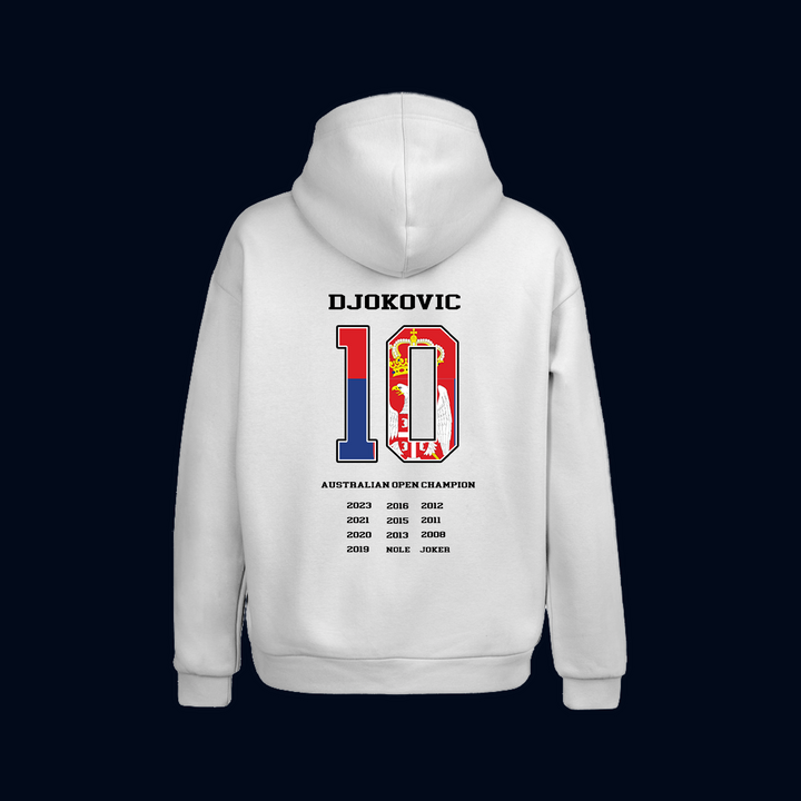 Beyaz Oversize Novak Djokovic Tennis Tenis Kapüşonlu Hoodie Sweatshirt