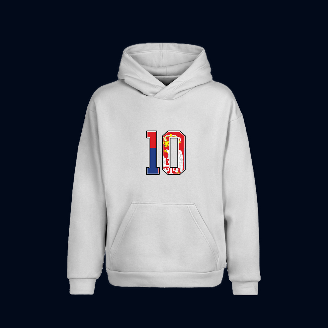 Beyaz Oversize Novak Djokovic Tennis Tenis Kapüşonlu Hoodie Sweatshirt