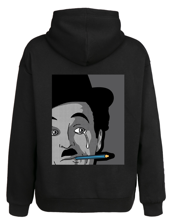 Siyah Oversize Charlie Chaplin Kapüşonlu Hoodie Sweatshirt