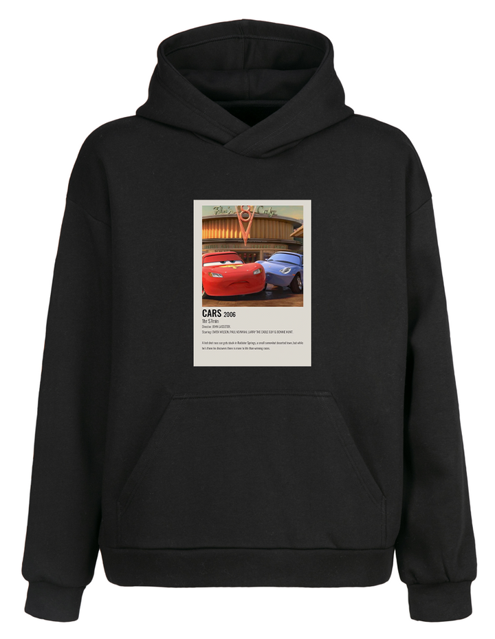 Oversize Fit Cars Kapüşonlu Hoodie Sweatshirt