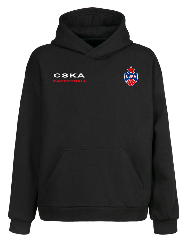 Siyah Oversize CSKA Moscow Kapüşonlu Hoodie Sweatshirt