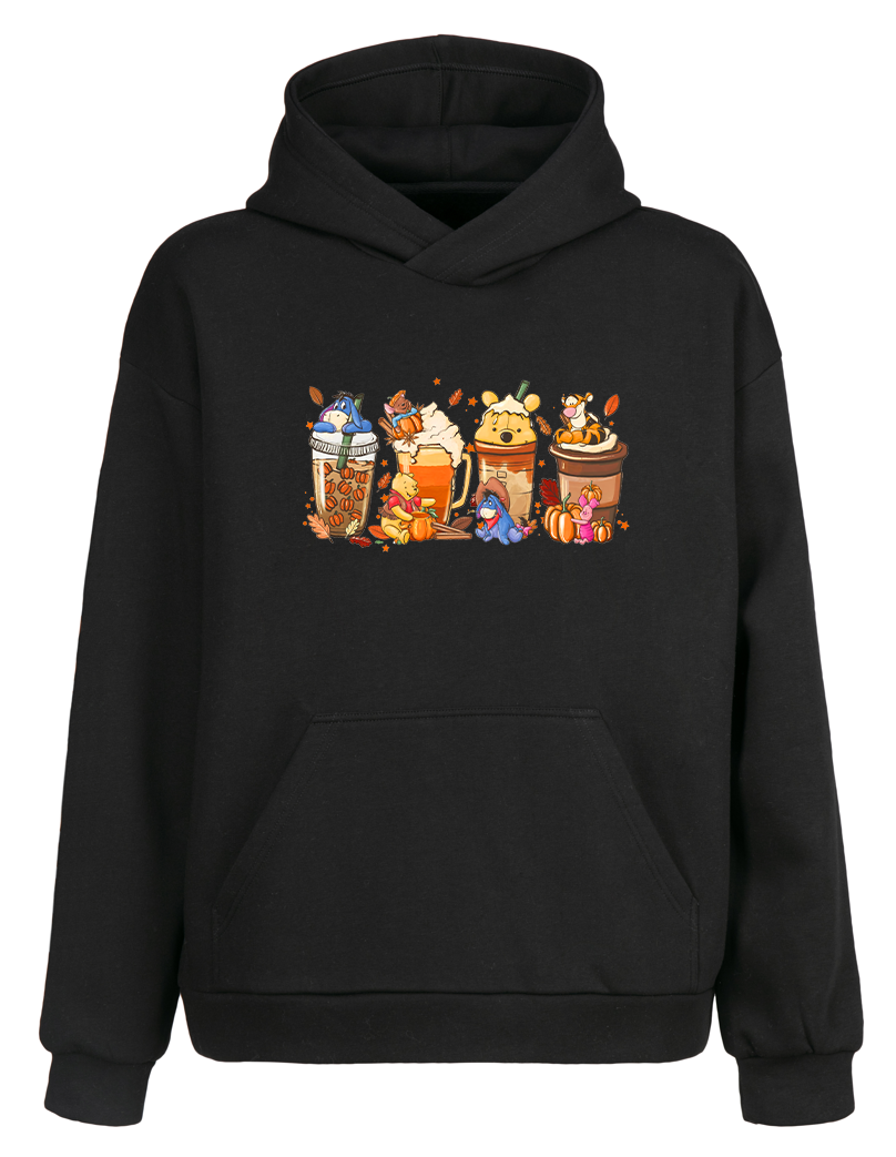 Oversize Winnie The Pooh Kapüşonlu Hoodie Sweatshirt