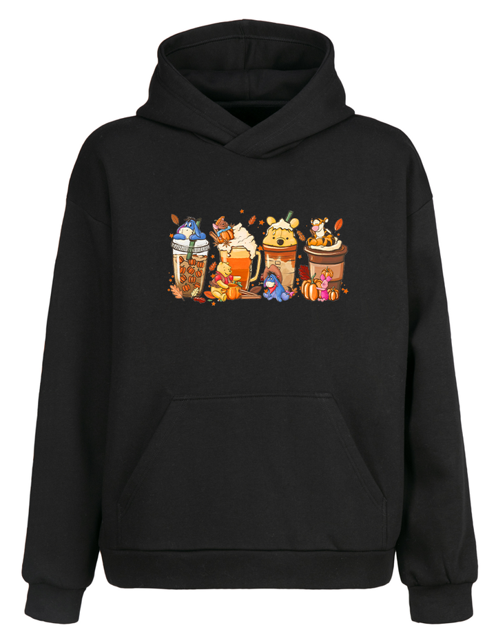 Oversize Winnie The Pooh Kapüşonlu Hoodie Sweatshirt