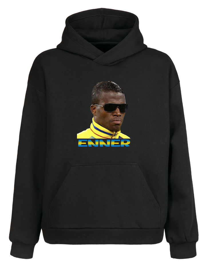 Siyah Oversize Enner Valencia GOAT Kapüşonlu Hoodie Sweatshirt