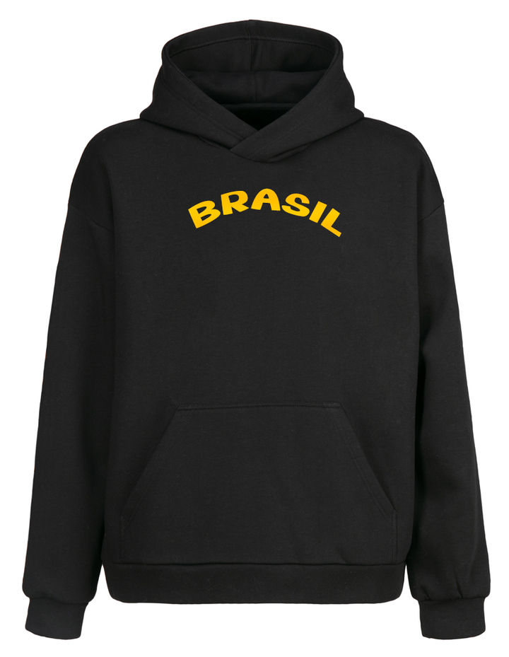 Siyah Oversize Brezilya Brazil Kapüşonlu Hoodie Sweatshirt