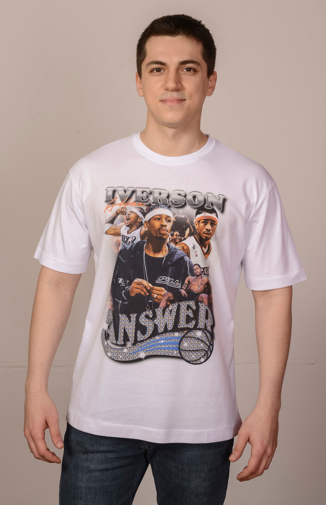 Beyaz Oversize NBA Allen Iverson T-Shirt