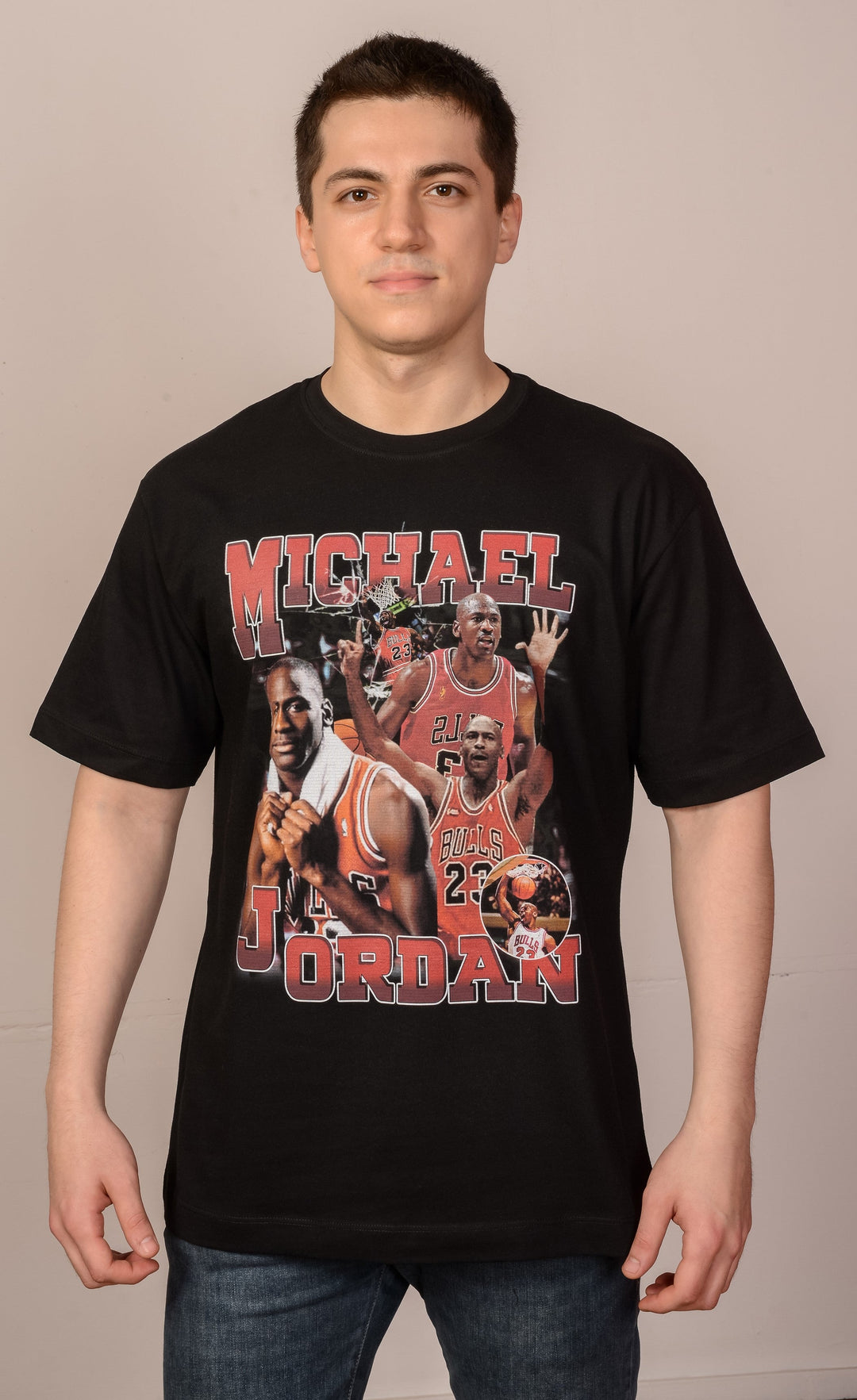 Siyah Oversize NBA Michael Jordan T-Shirt