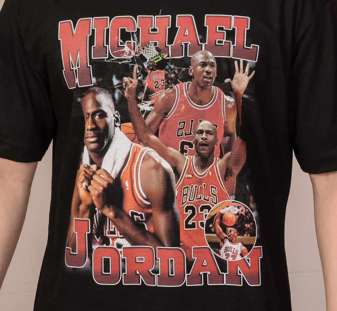 Siyah Oversize NBA Michael Jordan T-Shirt