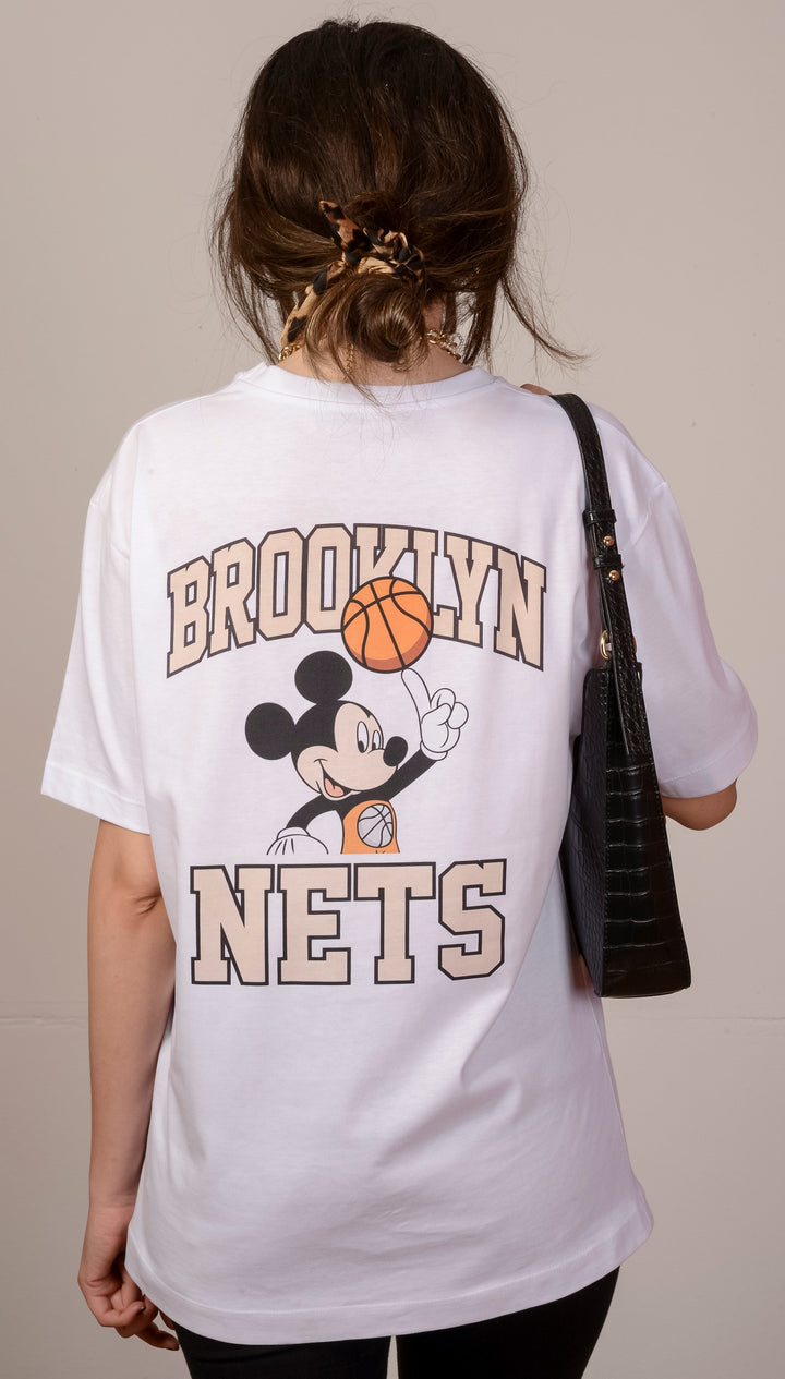 Beyaz Oversize Brooklyn Mickey T-Shirt