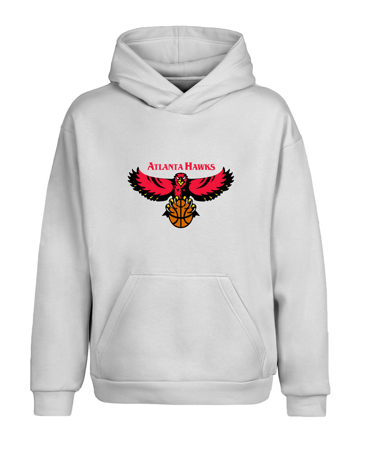 Beyaz Oversize Atlanta Hawks Kapüşonlu Hoodie Sweatshirt