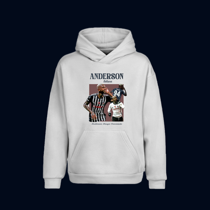 ANDERSON TALISCA Beyaz Oversize Hoodie Kapüşonlu Sweatshirt