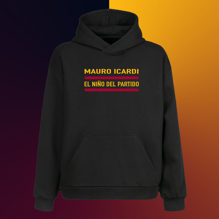 MAURO ICARDI Siyah Oversize Hoodie Kapüşonlu Sweatshirt