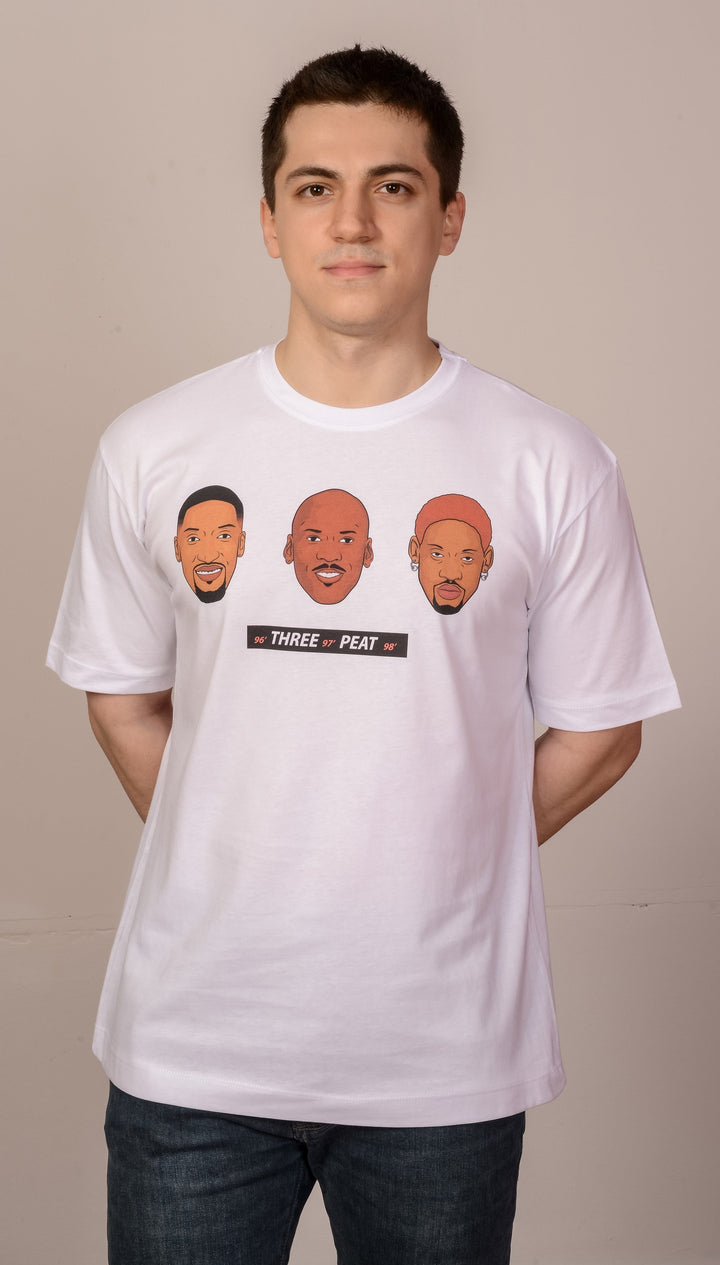 Beyaz Oversize NBA Bulls Jordan Rodman T-Shirt