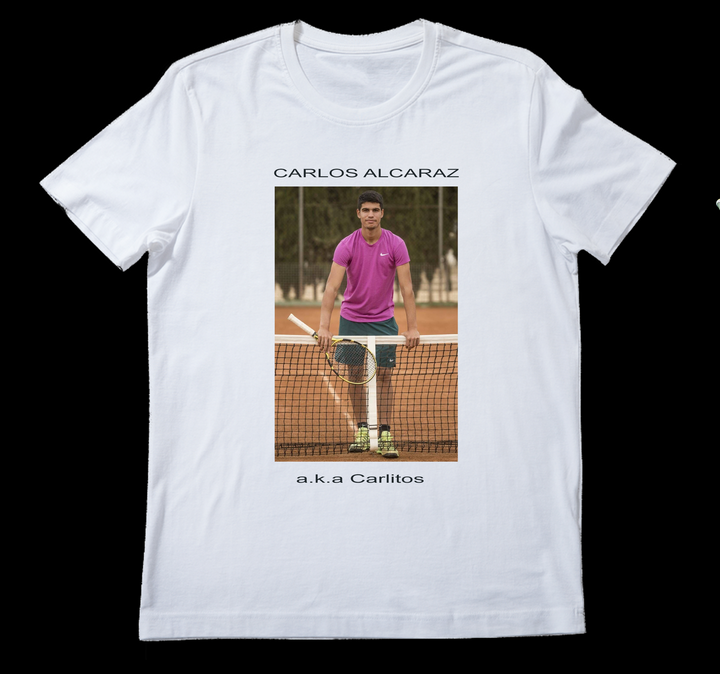 Carlos Alcaraz Tenis Tennis Beyaz Oversize Kısa Kollu T-Shirt