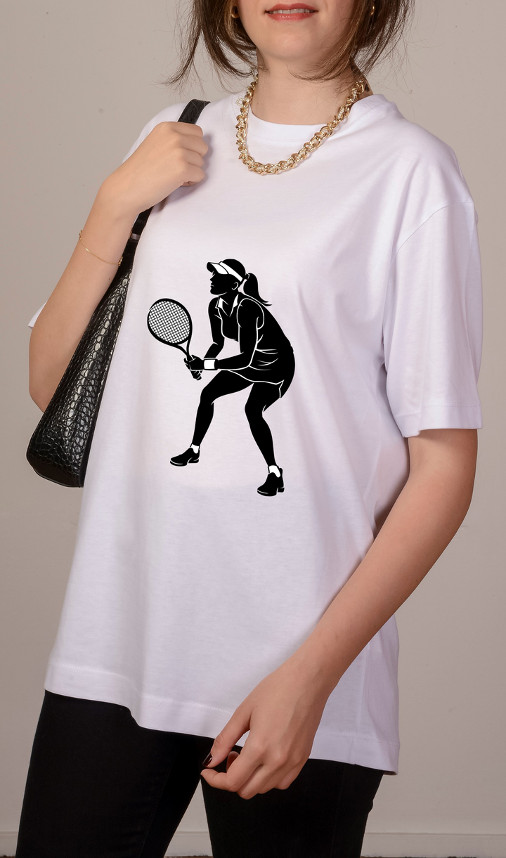 Beyaz Oversize Tenis T-Shirt