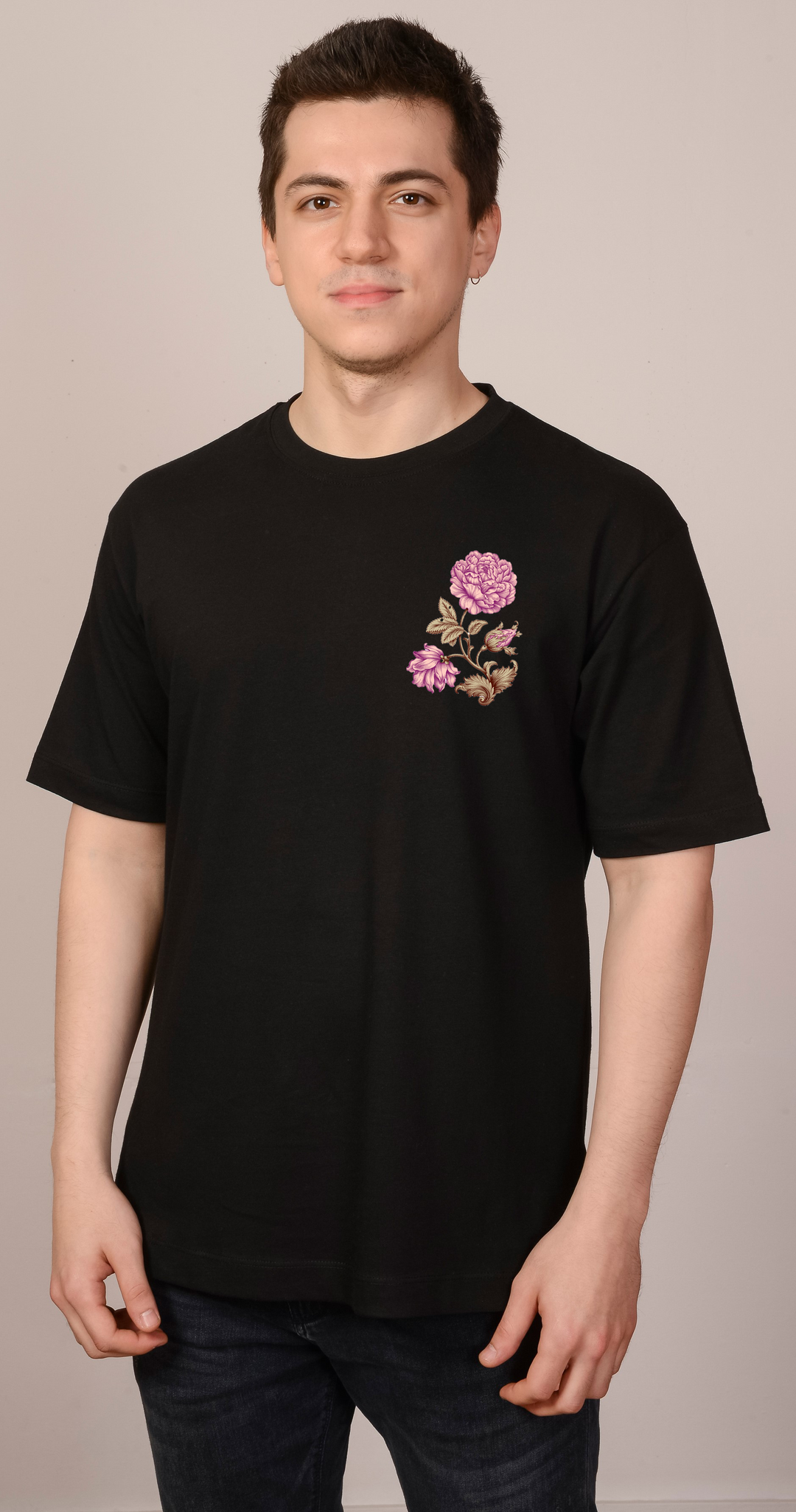 Oversize Çiçek T-Shirt