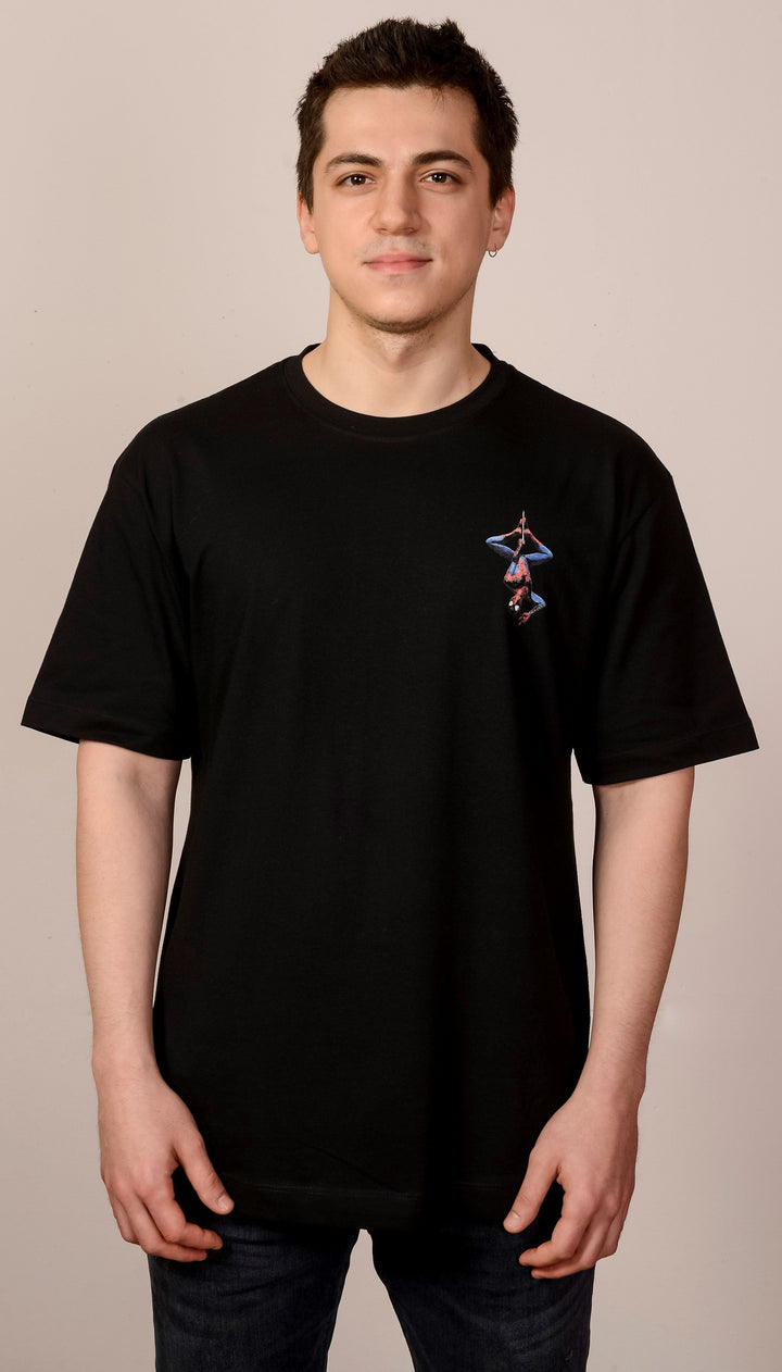 Siyah Oversize Spiderman T-Shirt