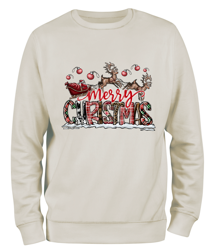 Krem Relax Fit Noel Christmas Yeni Yıl Sweatshirt