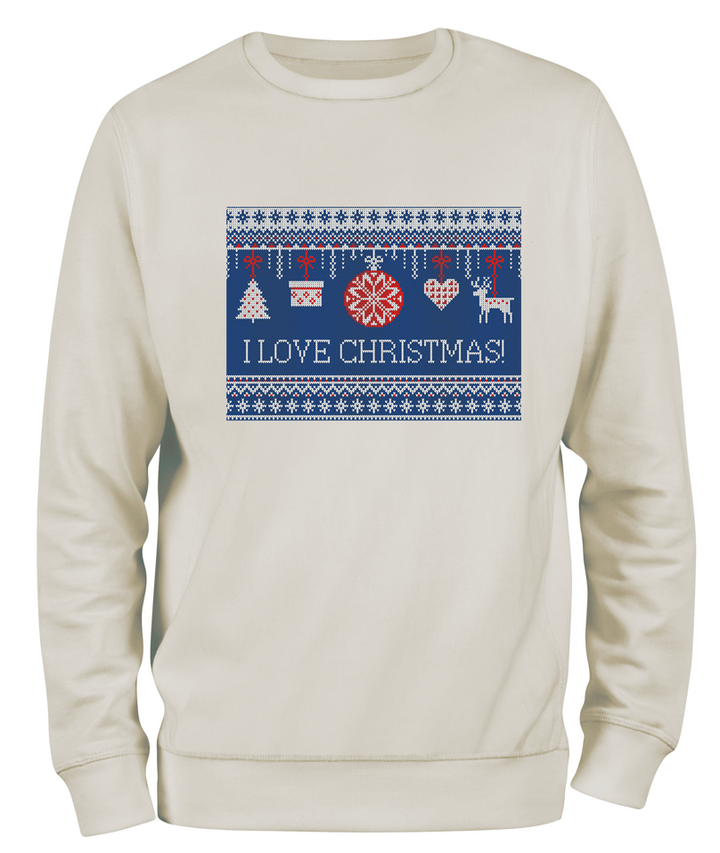 Krem Relax Fit Noel Christmas Yeni Yıl Sweatshirt