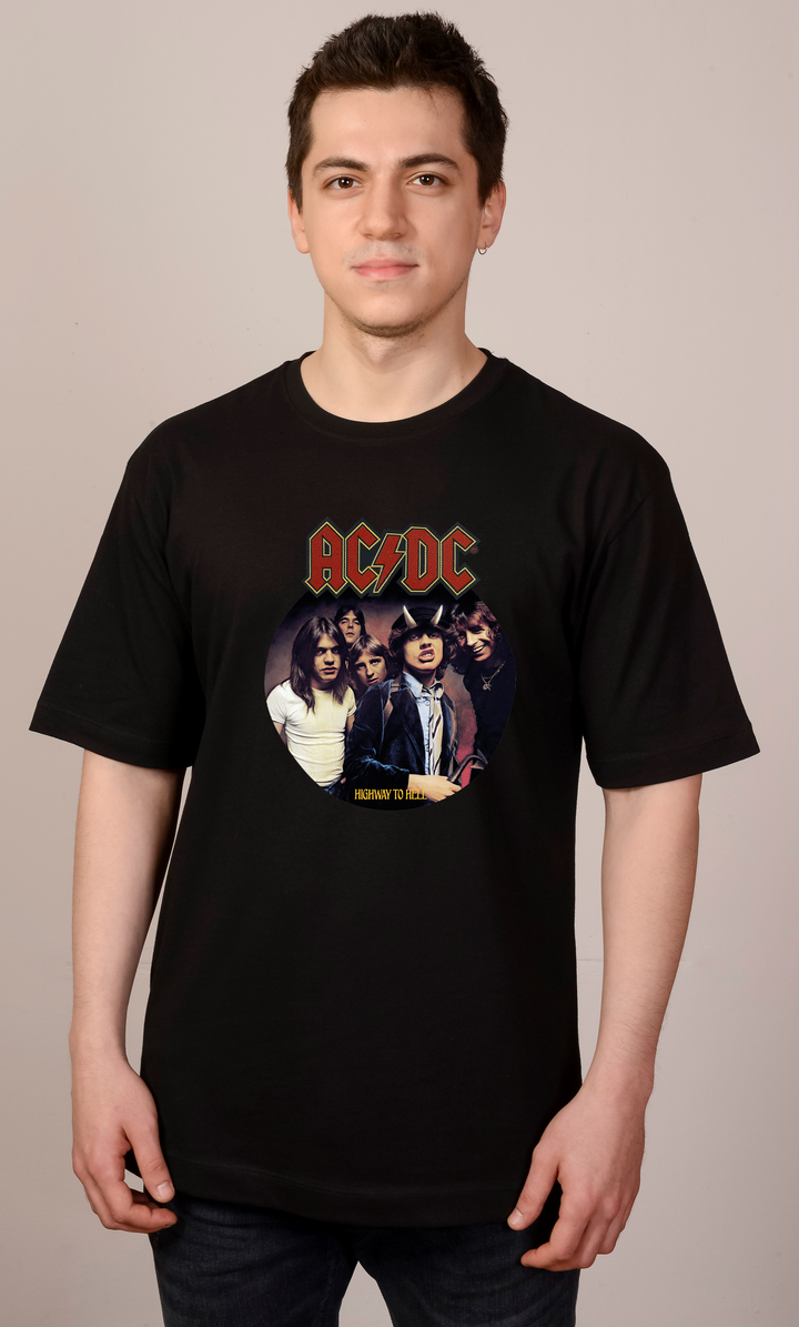 Siyah Oversize ACDC T-Shirt