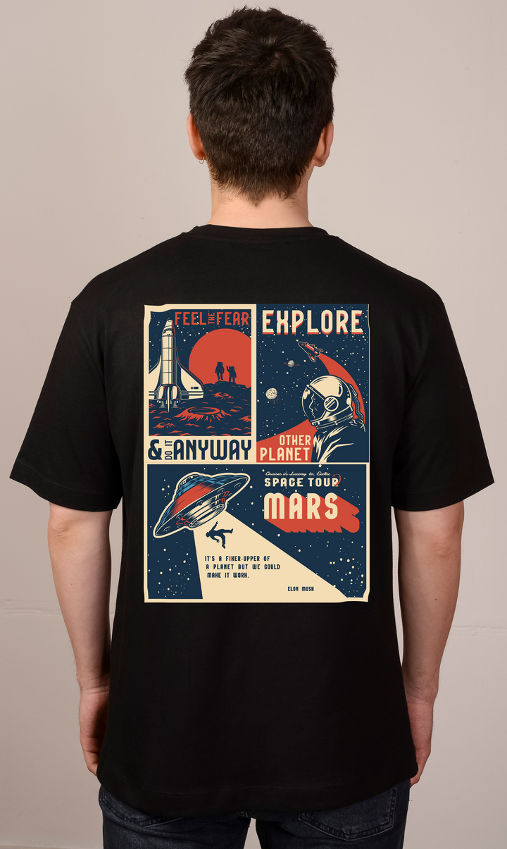 Siyah Oversize Mars T-Shirt